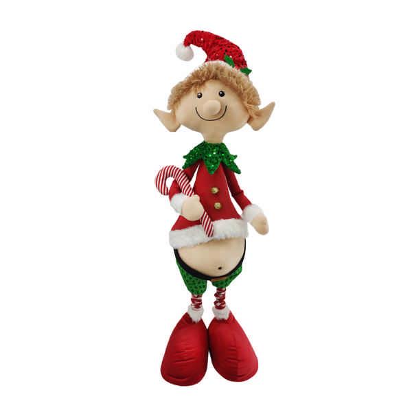 Big Bellied Elf in Red Sequin Hat with Extendable Legs - 100cm