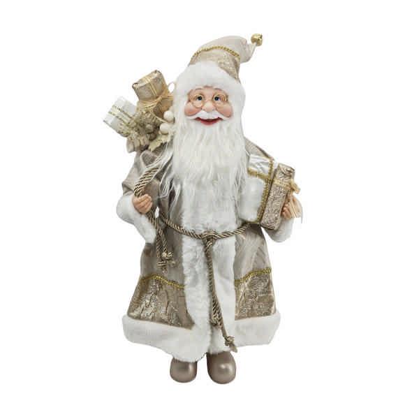 Standing White & Champagne Gold Santa Ornament - 45cm