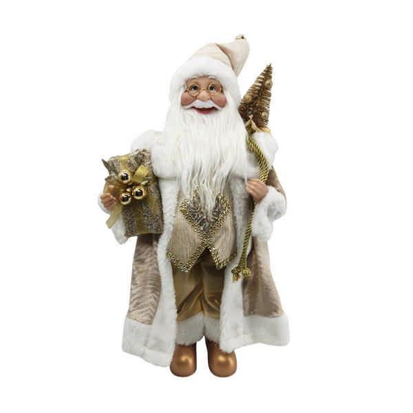 Standing White & Gold Santa Ornament - 45cm