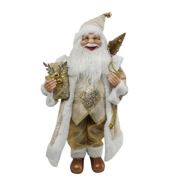 Standing White & Gold Santa Ornament - 60cm