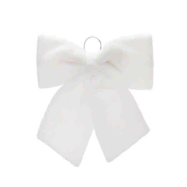 X-Large White Fur Christmas Bow - 44cm