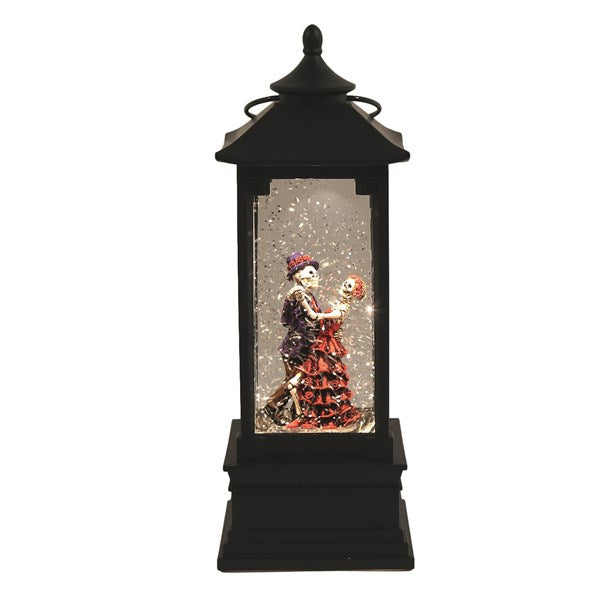 Halloween Day of the Dead Dancing Couple Glitter Water Spinner Lantern - 28.5cm