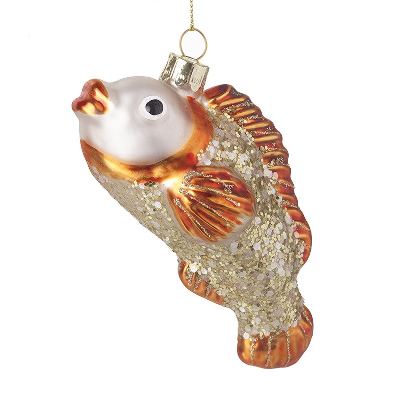 Glass Orange Fish Christmas Tree Bauble