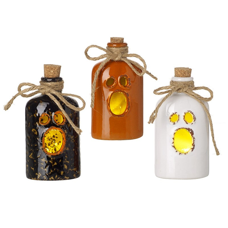 Halloween Cut Out Pumpkin Face Light Up Bottle Ornament