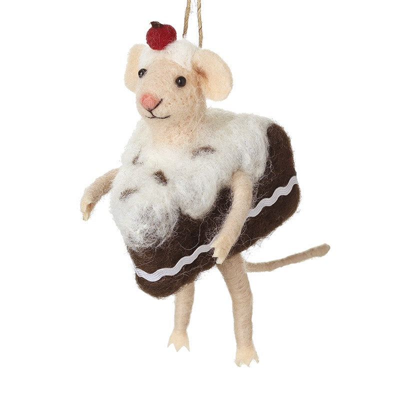 Hanging Felt Mouse In Cake Decoration
