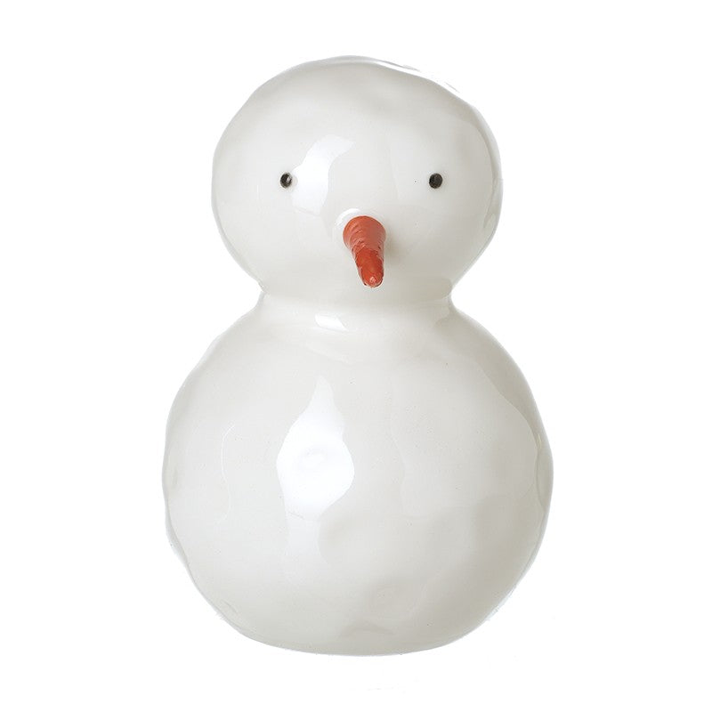 White Ceramic Snowman Ornament - 11cm