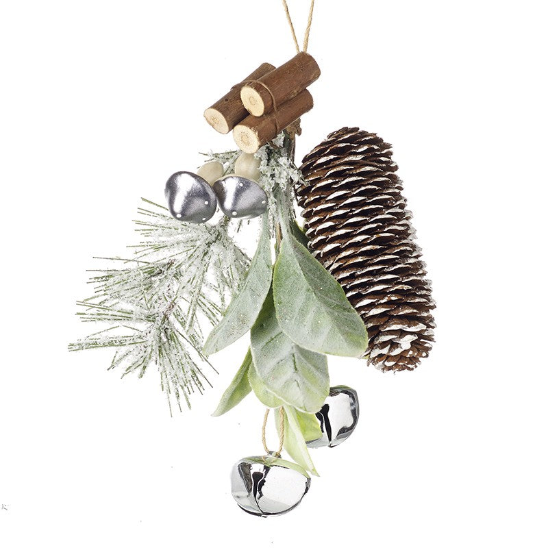 Pine Cone Silver Bells Hanger Spray