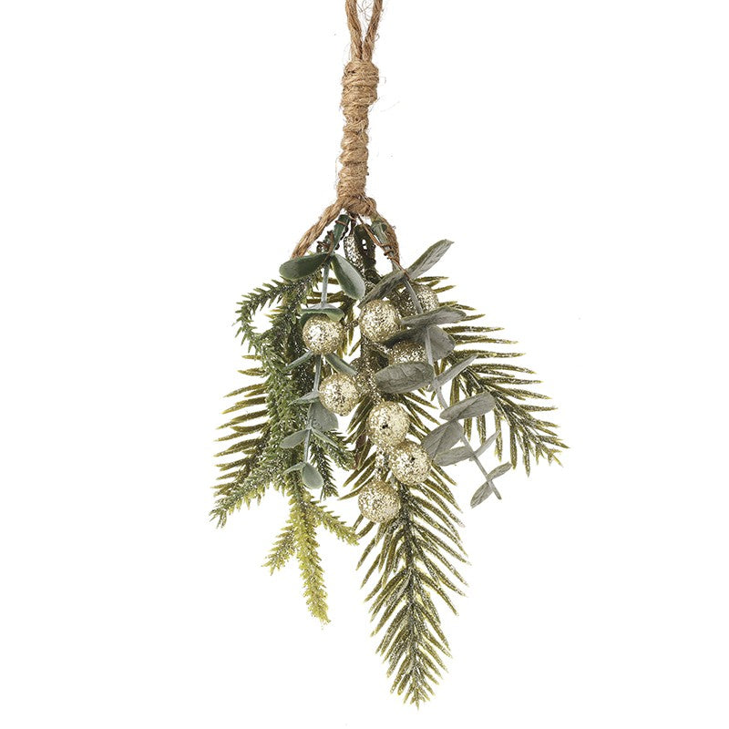 Green Gold Leaves & Berry Decoration