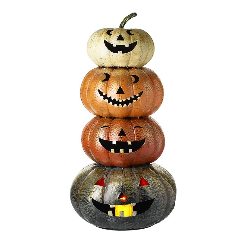 X-Large Metal Light Up Pumpkin Stack - 92cm