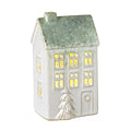 Ceramic Green & White Light-Up White House Ornament