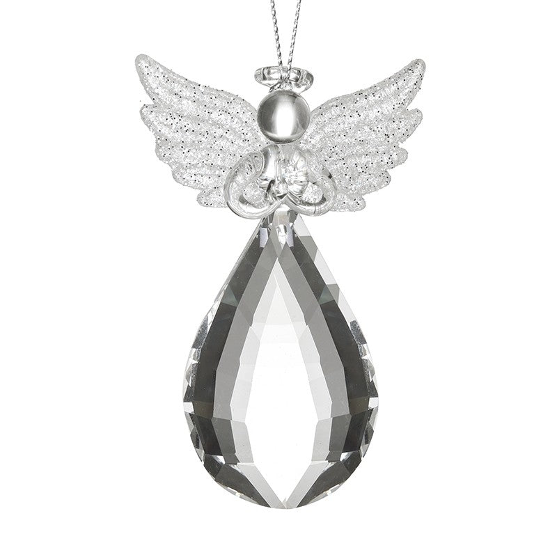 Hanging Glass Angel Droplet Glitter Wing Decoration