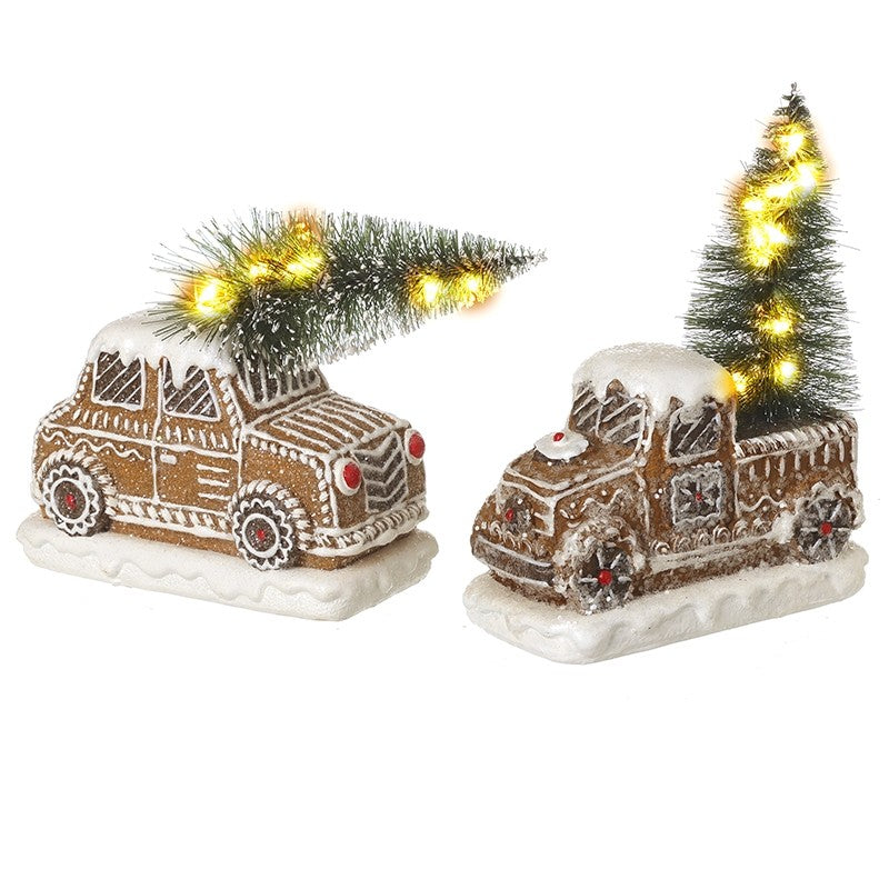 Gingerbread Truck or Car with Tree & Lights