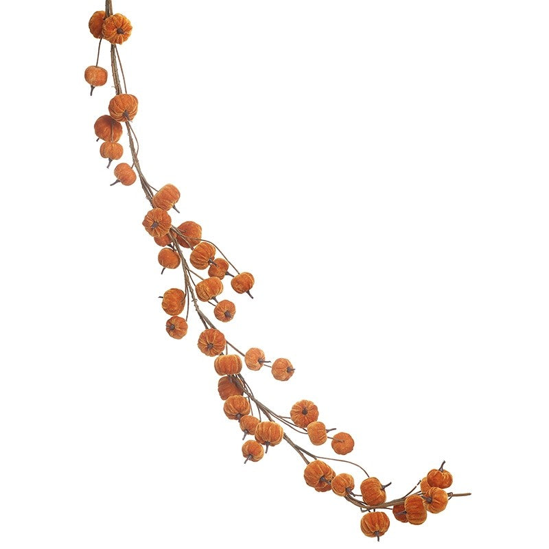 Velvet Orange Pumpkin Garland - 150cm