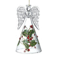 Glass Angel With Holly Dress Hanging Decoration