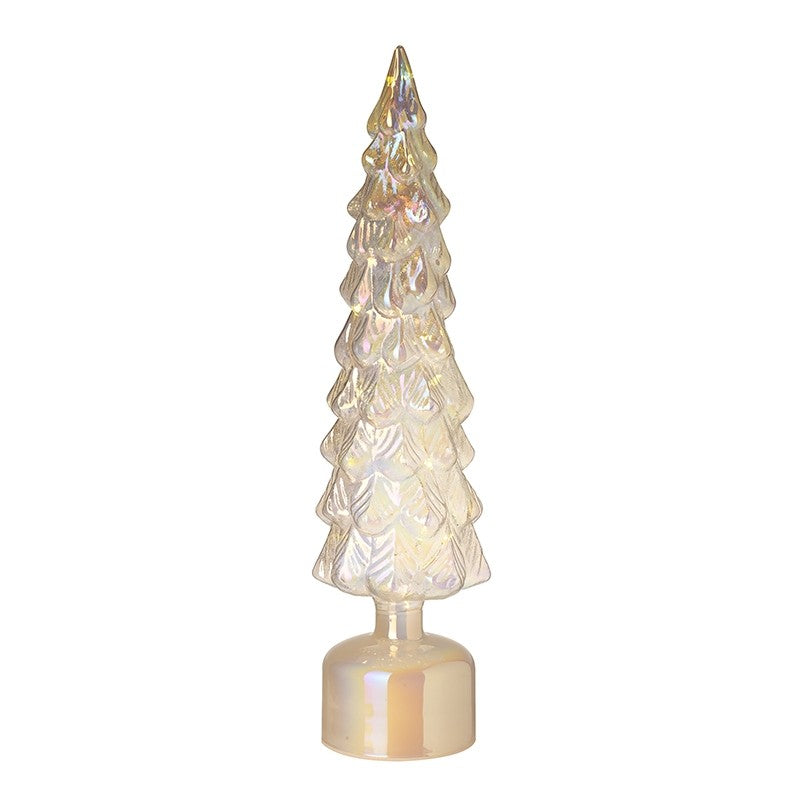 Tall Light Up LED Spinning Glass Christmas Tree