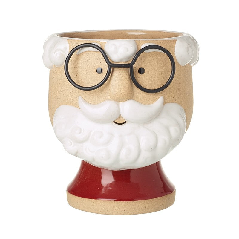 Santa Claus House Plant Pot with Glasses