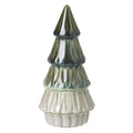 Ceramic Glazed Green & White Toned Cone Christmas Tree
