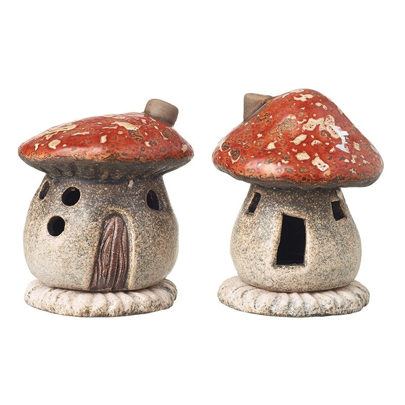 Ceramic Toadstool House with Burnt Orange Roof
