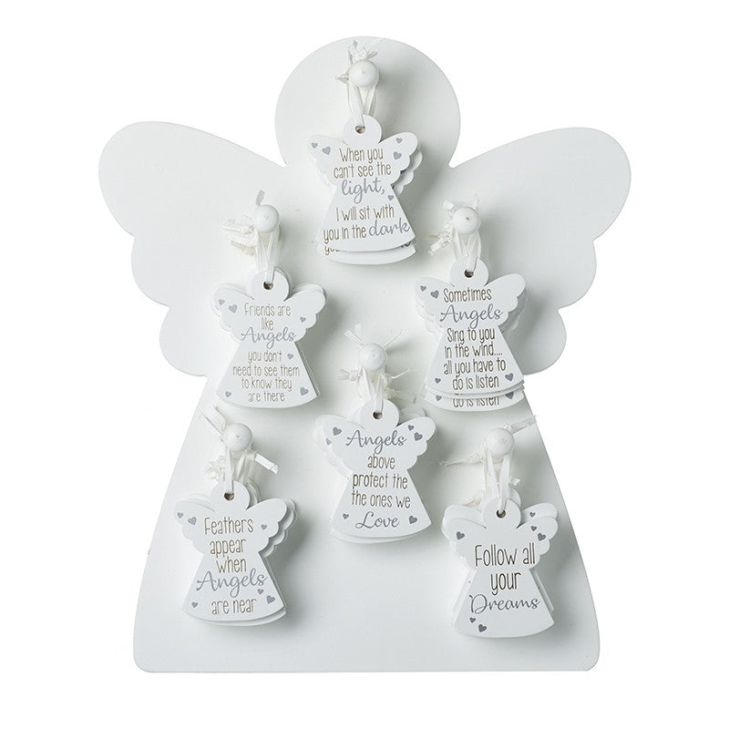 Individual White Hanging Angel Saying Plaque
