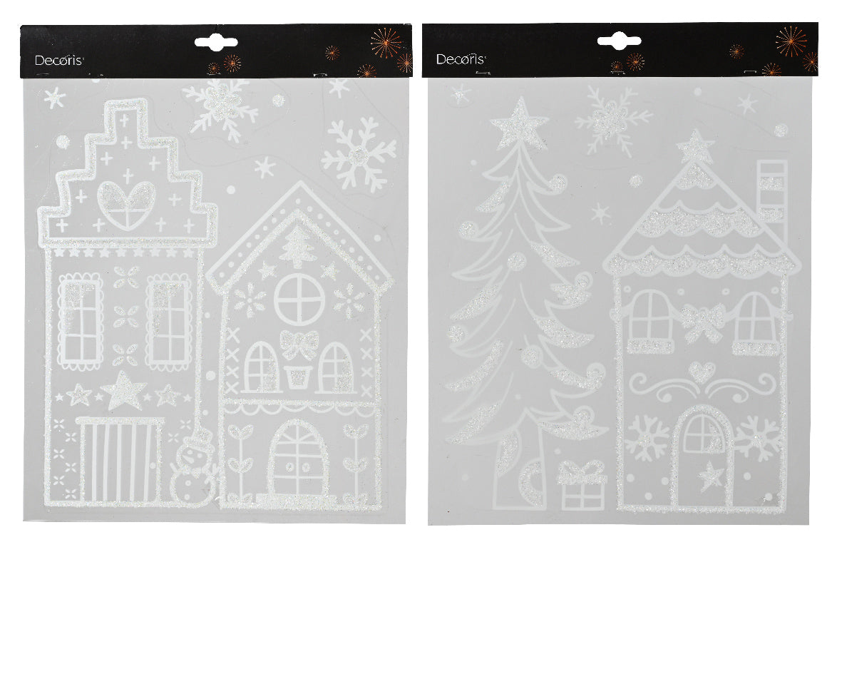 White Christmas Houses Window Sticker Decoration