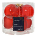 Red Transparent Glass Baubles Shiny & Matte 6cm - Box of 6
