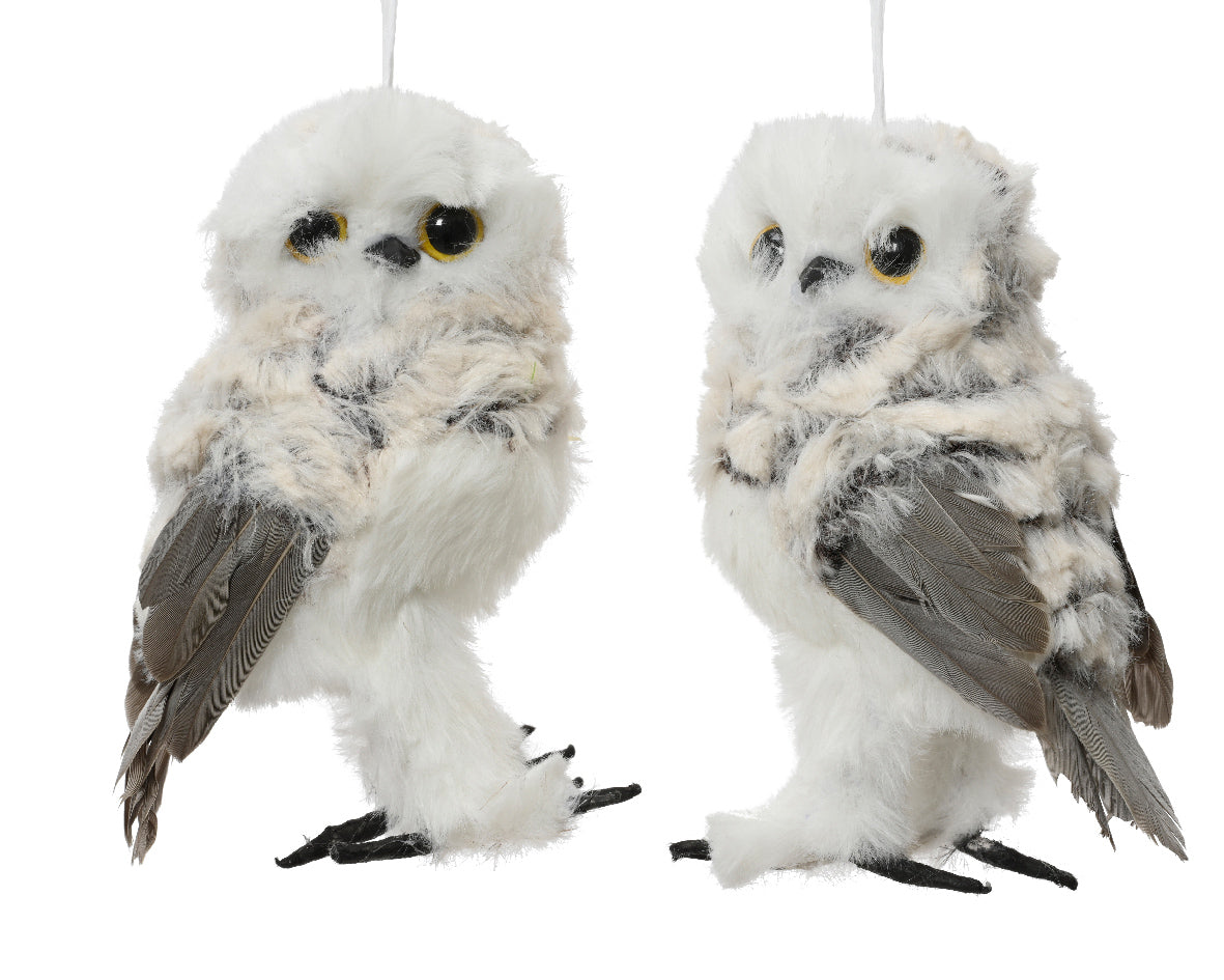13cm Grey Christmas Owl Decoration - Individual