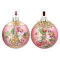 Gisela Graham -Matt Dusky Pink Floribunda Glass Ball Bauble - 8cm