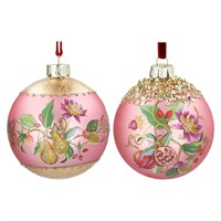 Gisela Graham -Matt Dusky Pink Floribunda Glass Ball Bauble - 8cm