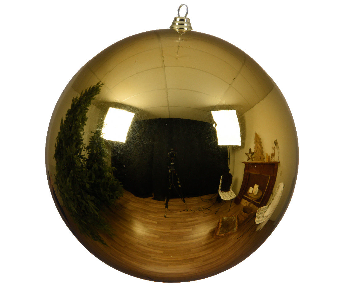 Giant XL Shatterproof Shiny Light Gold Bauble - 25cm