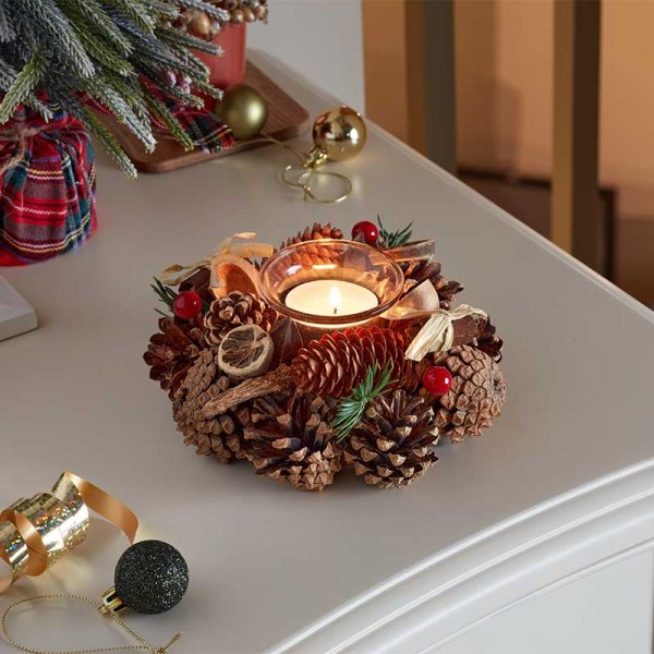 WinterSpice Solo Candle Tealight Holder - 15cm