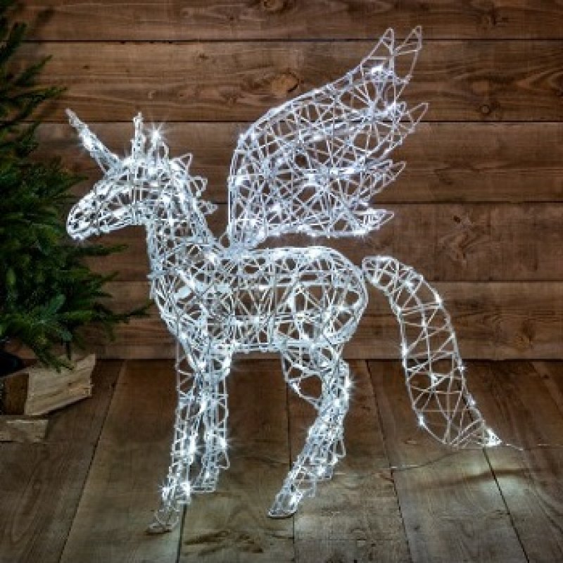 NOMA 90cm White Wicker Standing Unicorn Light Up Decoration – Southwood ...