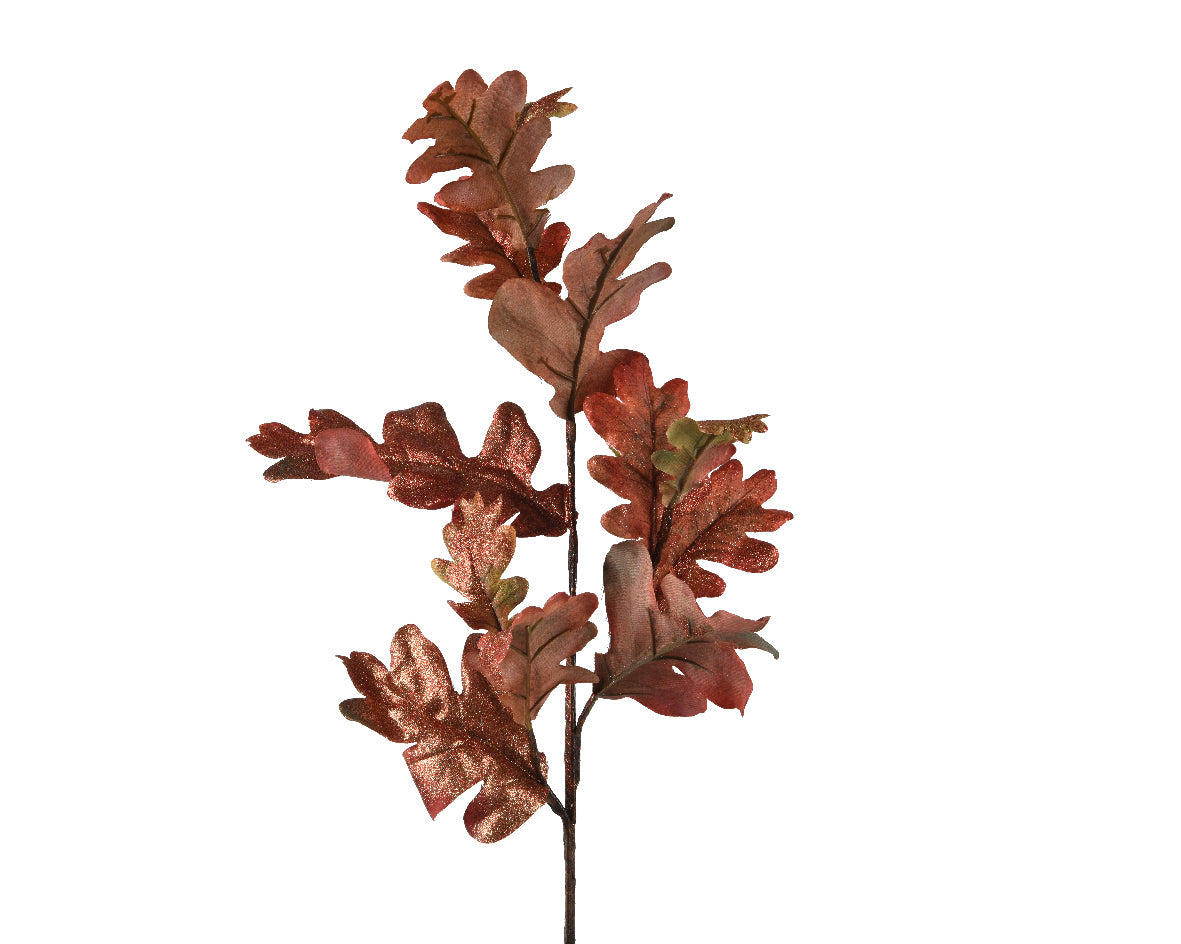 Autumnal Glitter Polyester Leaves Spray - 89cm