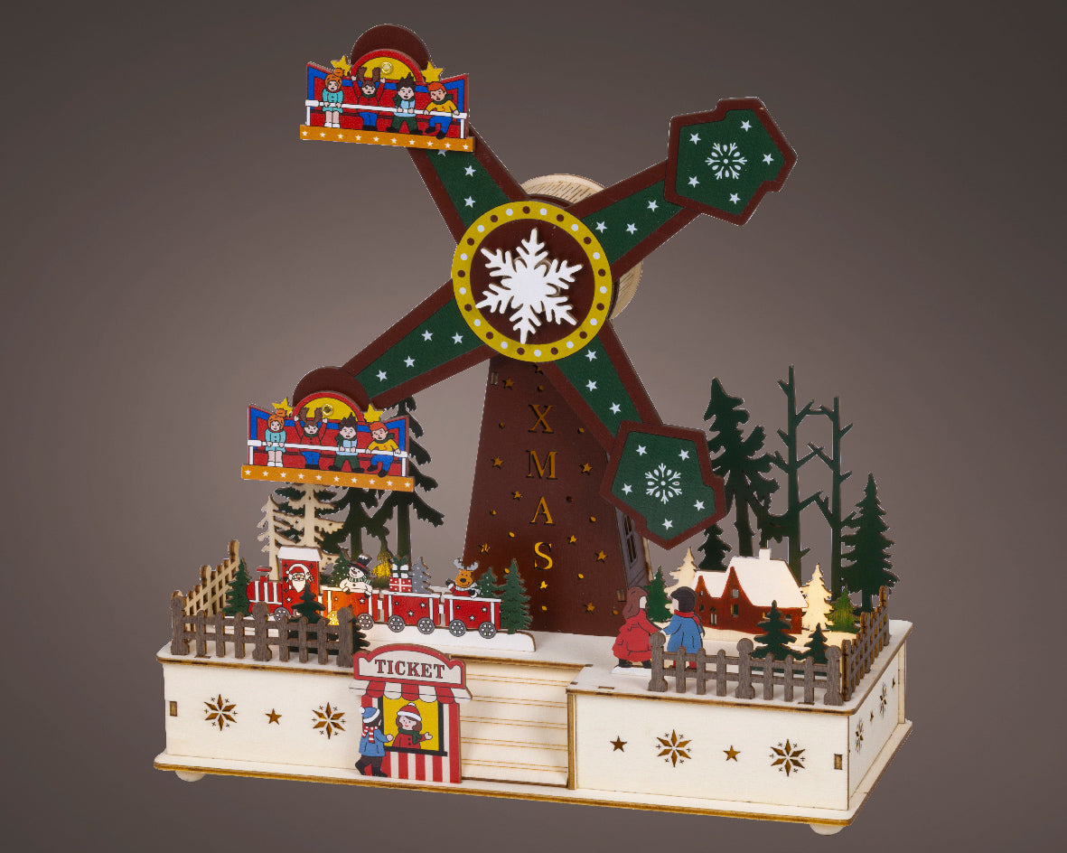 Wooden Warm White Light Up Fair Ride with Motion – Southwood Christmas Shop