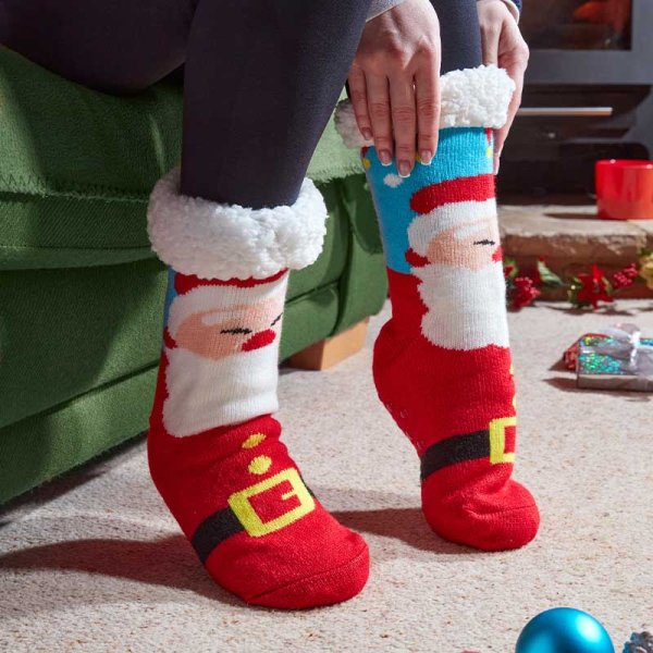 Festive Santa Christmas Slipper Socks