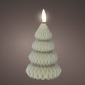 LED Pale Green Christmas Tree Shaped Wax Candle - 10.5cm