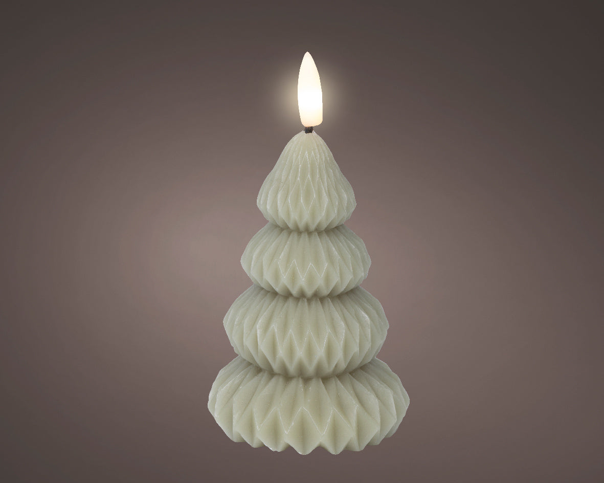 LED Pale Green Christmas Tree Shaped Wax Candle - 10.5cm