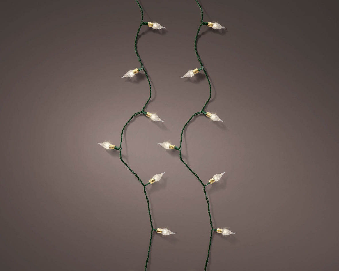 Warm White LED Twinkle Vintage Lights with Green Cable - 1.79m with 180 LEDs