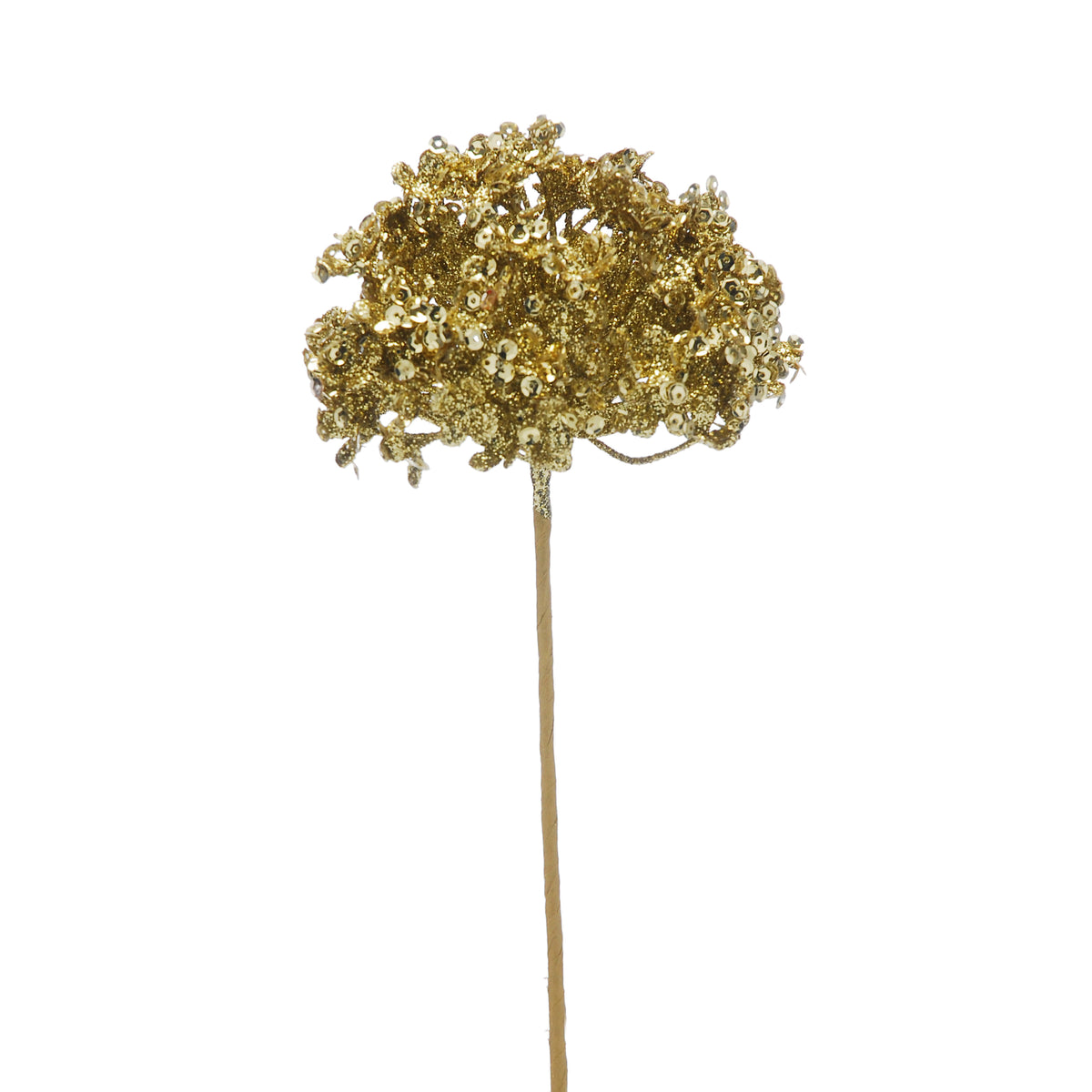 Gold Glitter Hydrangea Pick - 21cm