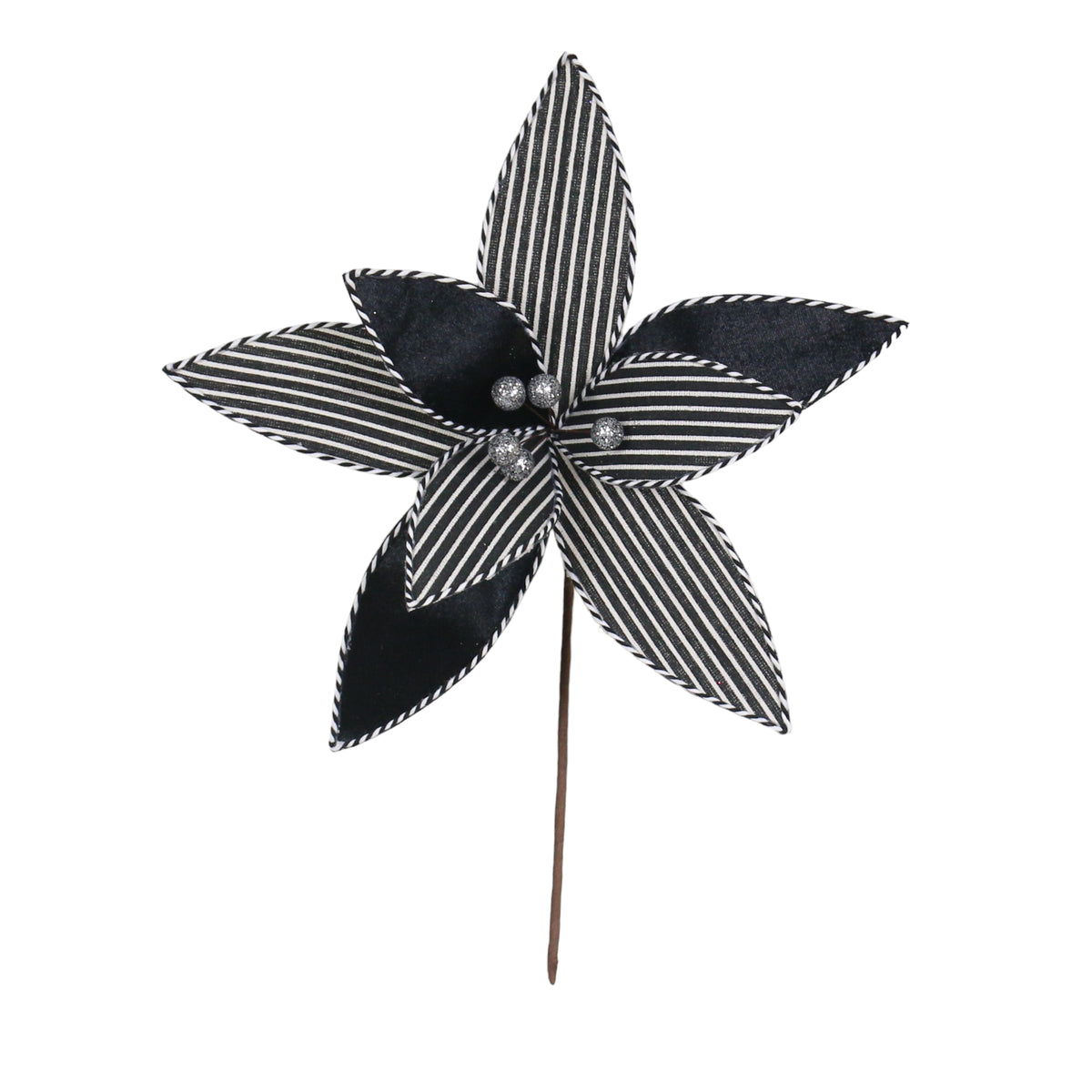 Black and White Stripe Poinsettia Stem