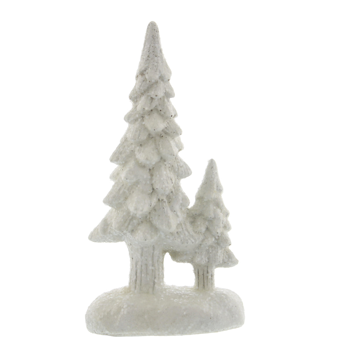 Small Polyresin White Frosted Glitter Double Tree Christmas Ornament