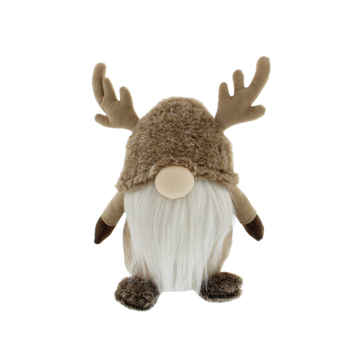 Cream and Brown Plush Sitting Gonk In Antlers Christmas Ornament