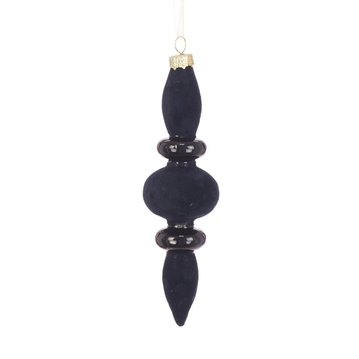 Large Black Flocked Glass Bauble Finale 16cm
