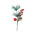 Christmas Red Berry Pick with Frosted Pinecone - 33cm