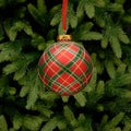 Large Round Tartan Glass Christmas Bauble - 10cm