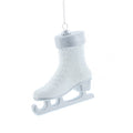 Hanging White and Silver Glitter Skate Christmas Bauble