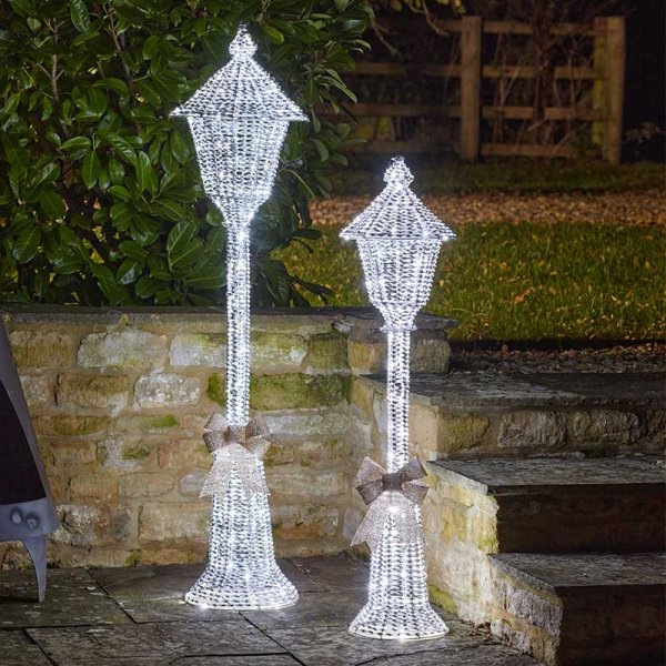 GlitterTwist Single Silver Lamp Post Low Voltage - 150cm