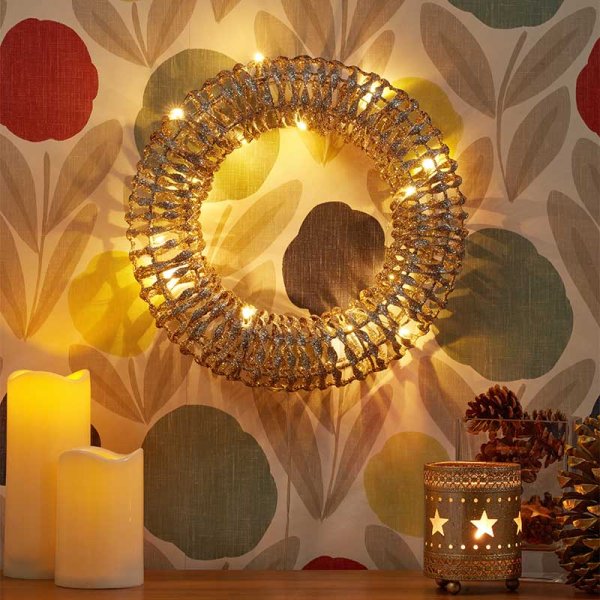 Gold GlitterTwist Wreath 30cm