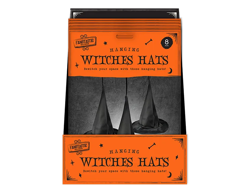 Spooky Hanging Witch Hats - Pack of 8