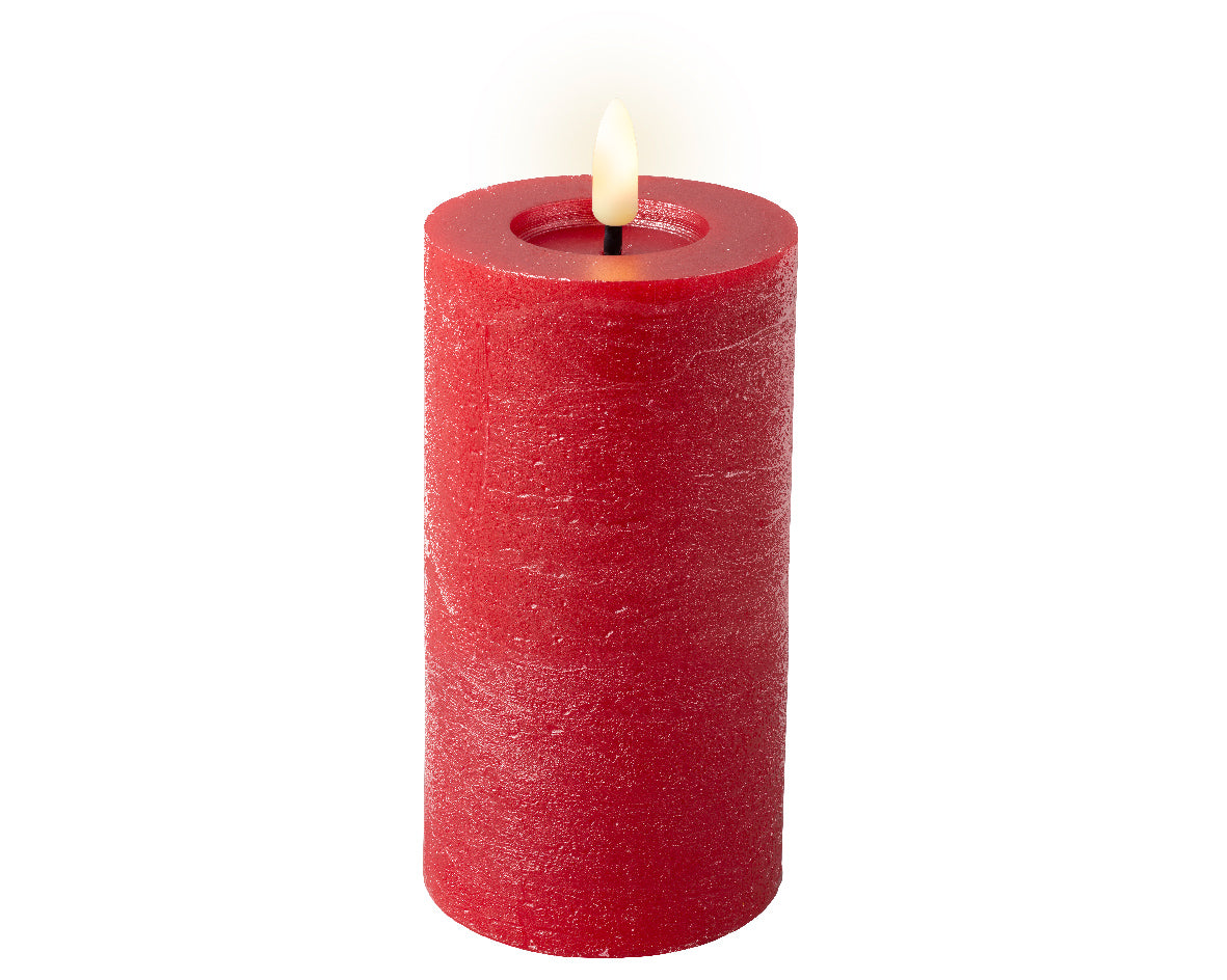 LED Christmas Red Wax Candle with Flame Effect - 15cm