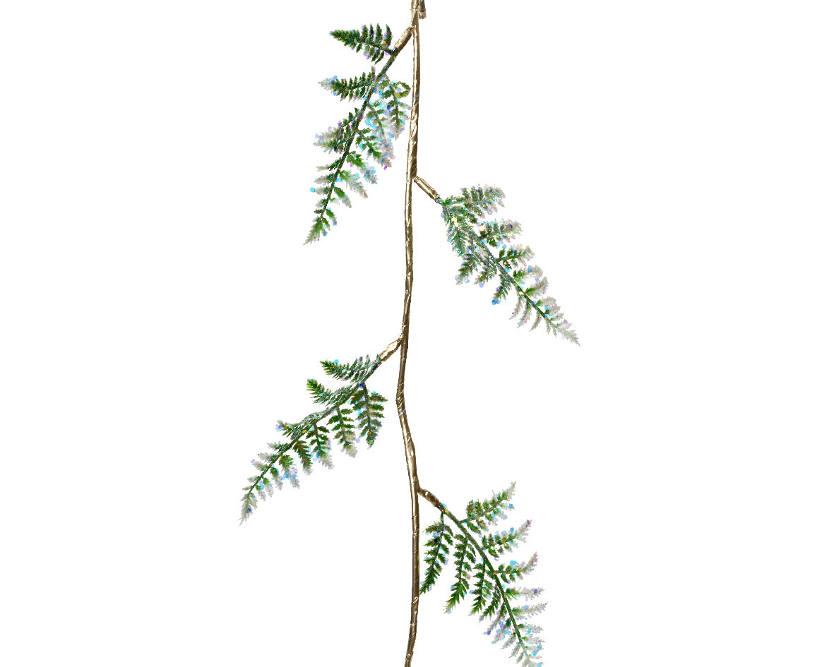 Christmas Green Glitter Fern Garland - 120cm